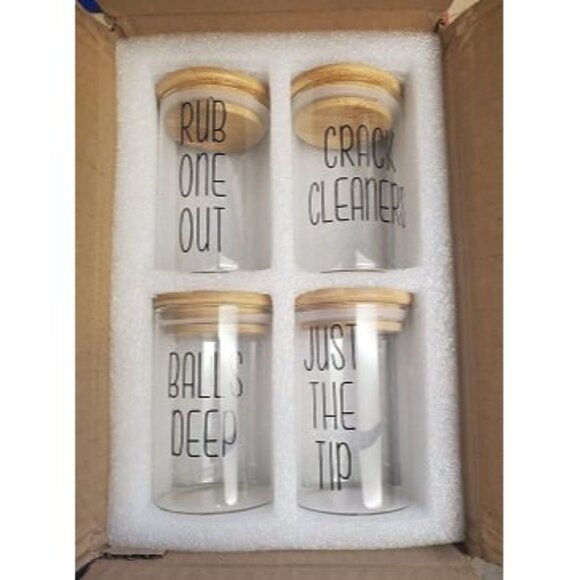 New 4 Pack Qtip Holder Glass Dispenser with Bamboo Lids for Bathroom Organizatio - Picture 2 of 2